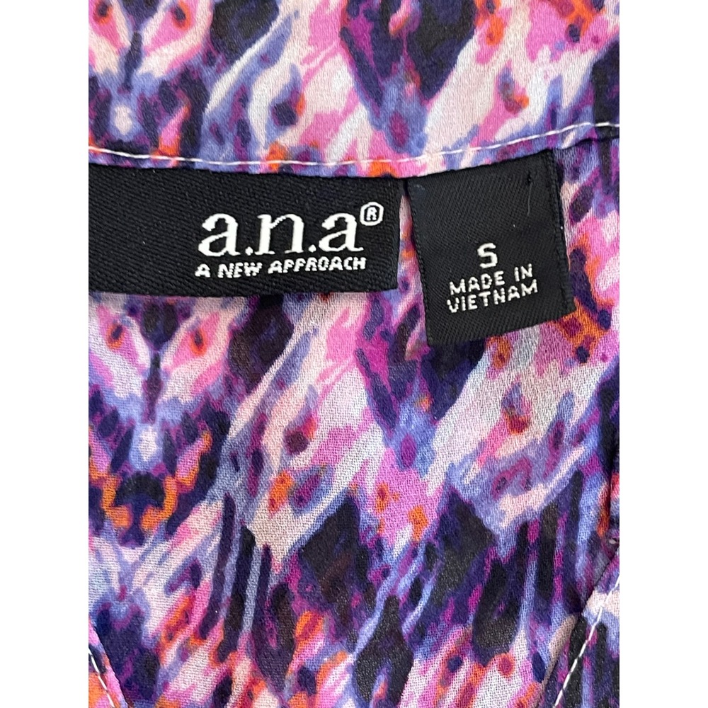 ana A New Approach Purple Pink Ikat Sleeveless V-Neck Blouse Small - Picture 2 of 8